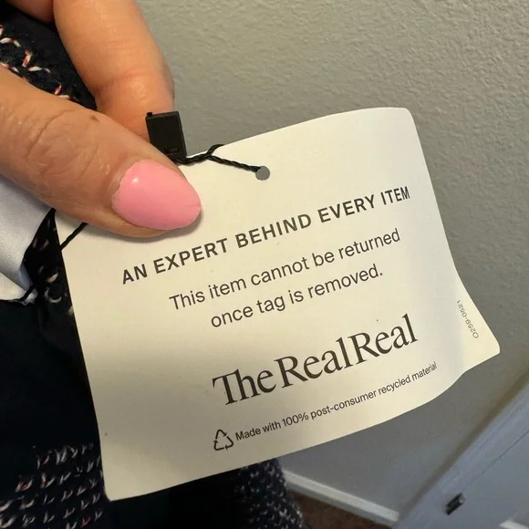 Derek Lam 10 Crosby 8 Navy Red Cardigan Jacket Cotton Tweed Size 2 - Picture 7 of 11